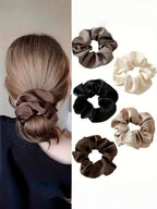 5-Pack Satin Scrunchies, Minimalist High-End Style, Suitable for Daily Hair Tying / Commuting Looks / Gift or Personal Use
