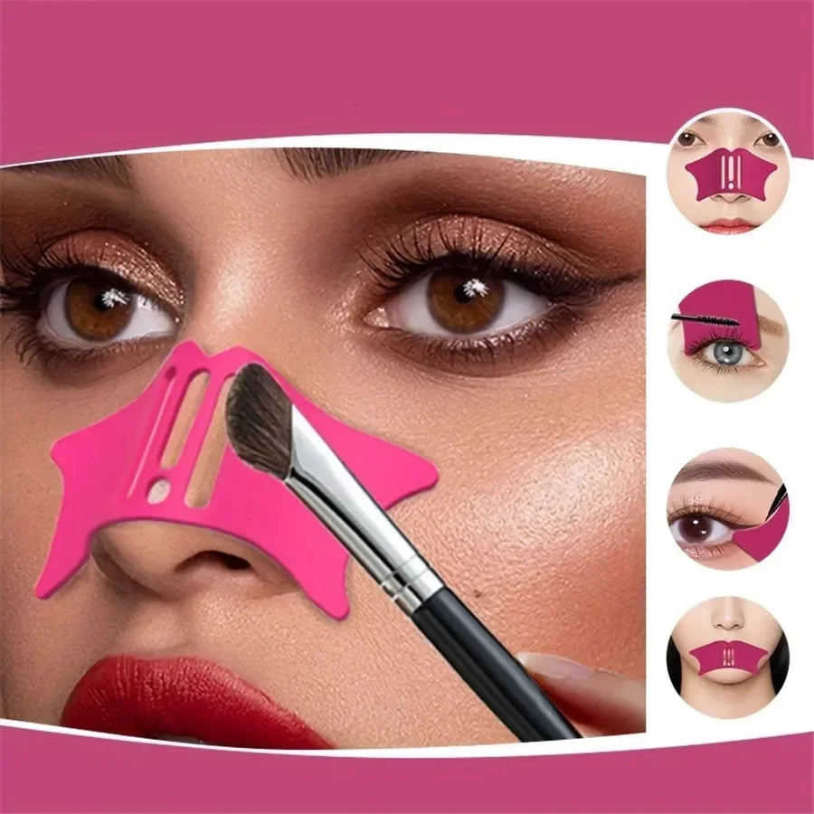 Estêncil de Silicone 4 em 1 para Maquiagem – Delineado & Contorno