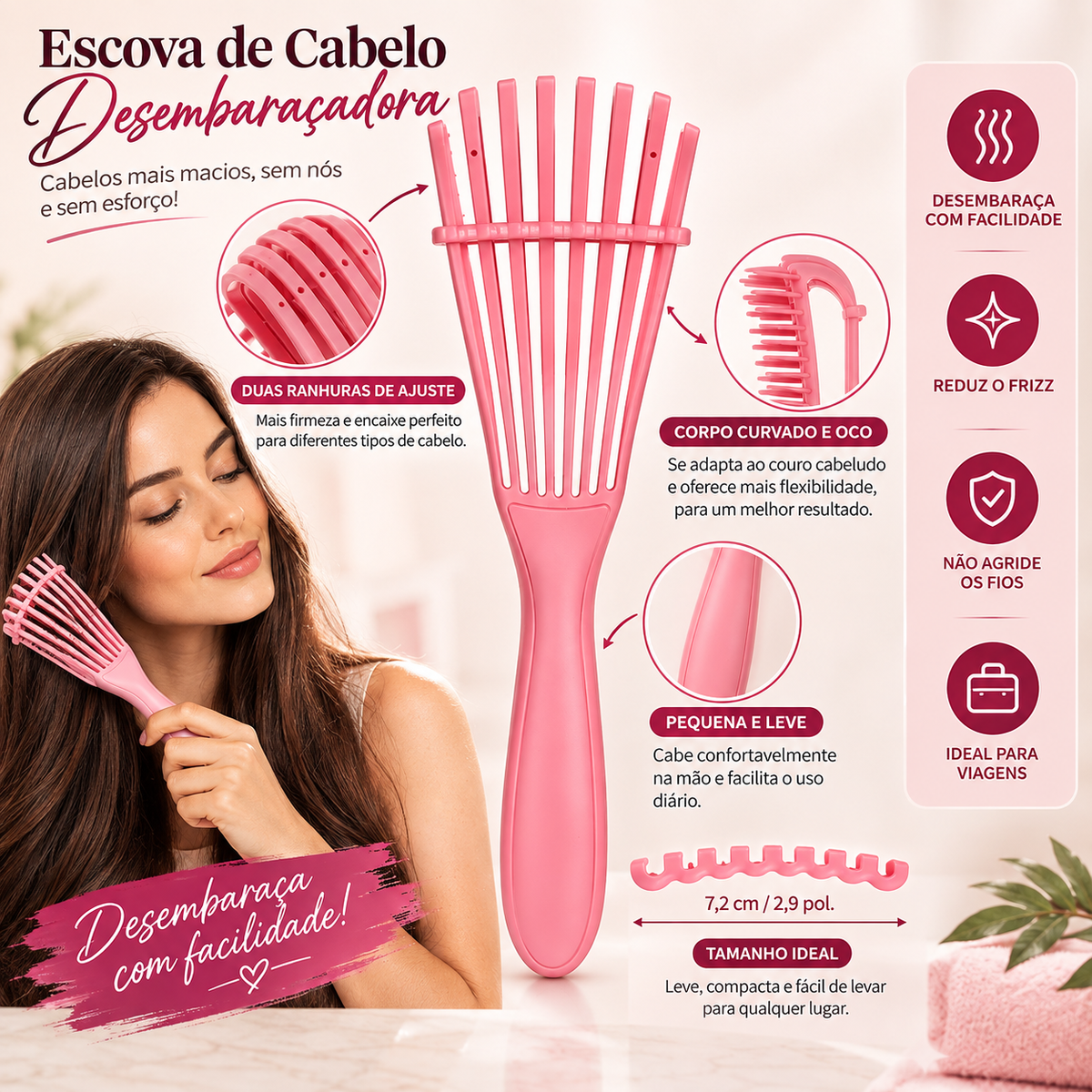 Escova Premium Desembaraçadora com Massagem Capilar