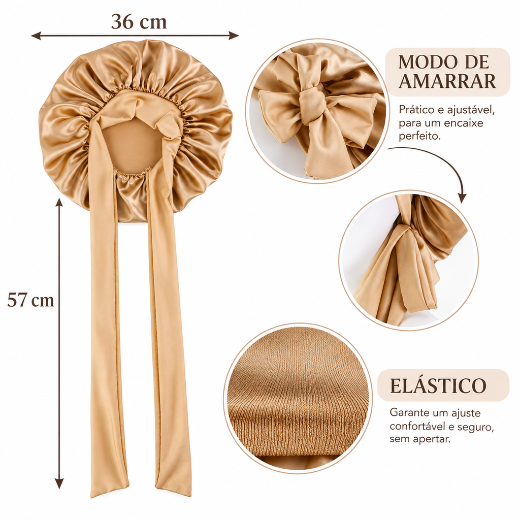 Touca de Cetim Premium – Conforto e Proteção para os Cabelos