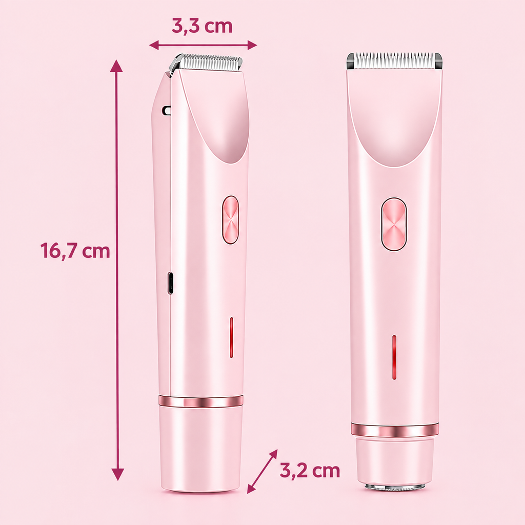 Depilador Corporal 2 em 1 - Pele Lisinha Sem Dor, Cortes ou Irritação (Uso a seco ou no banho | Recarregável USB)